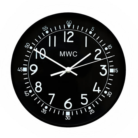 MWC US 1940s/50s Pattern Retro Military Wall Clock with Silent Quartz Movement and Sweep Second Hand (Size 22.5 cm / approx 9")