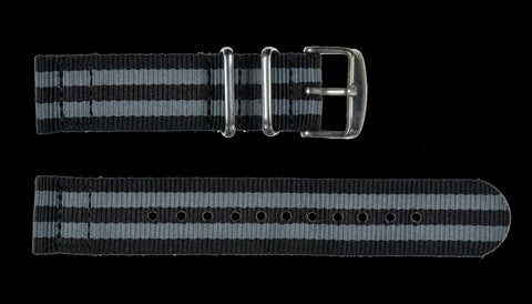 2 Piece 20mm Olive NATO Military Watch Strap in Ballistic Nylon with Stainless Steel Fasteners